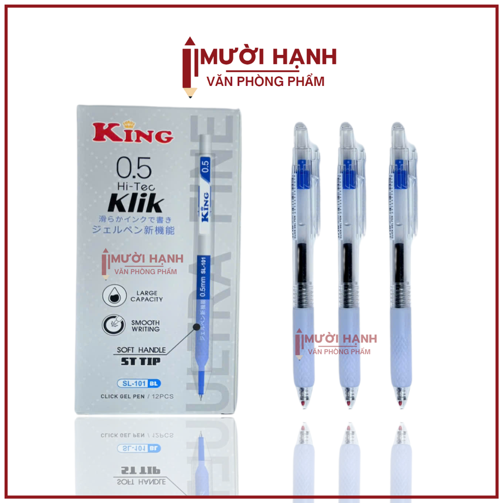 Bút Bi Bấm King Hi-Tec Klik SL-101 (12 Cây/ Hộp; 12 Hộp/ Lốc; 12 Lốc/ Thùng)