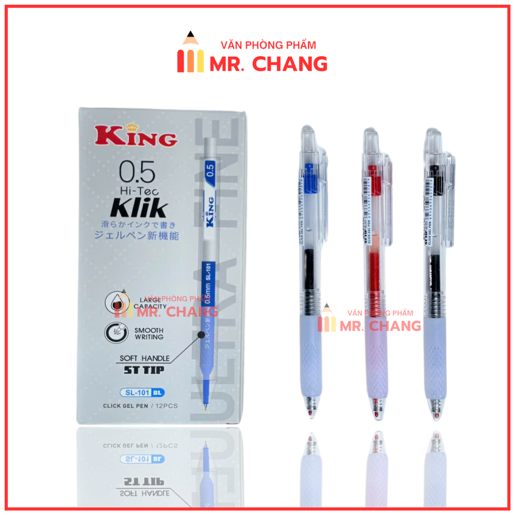 Bút Bi Bấm King Hi-Tec Klik SL-101 (12 Cây/ Hộp; 12 Hộp/ Lốc; 12 Lốc/ Thùng)