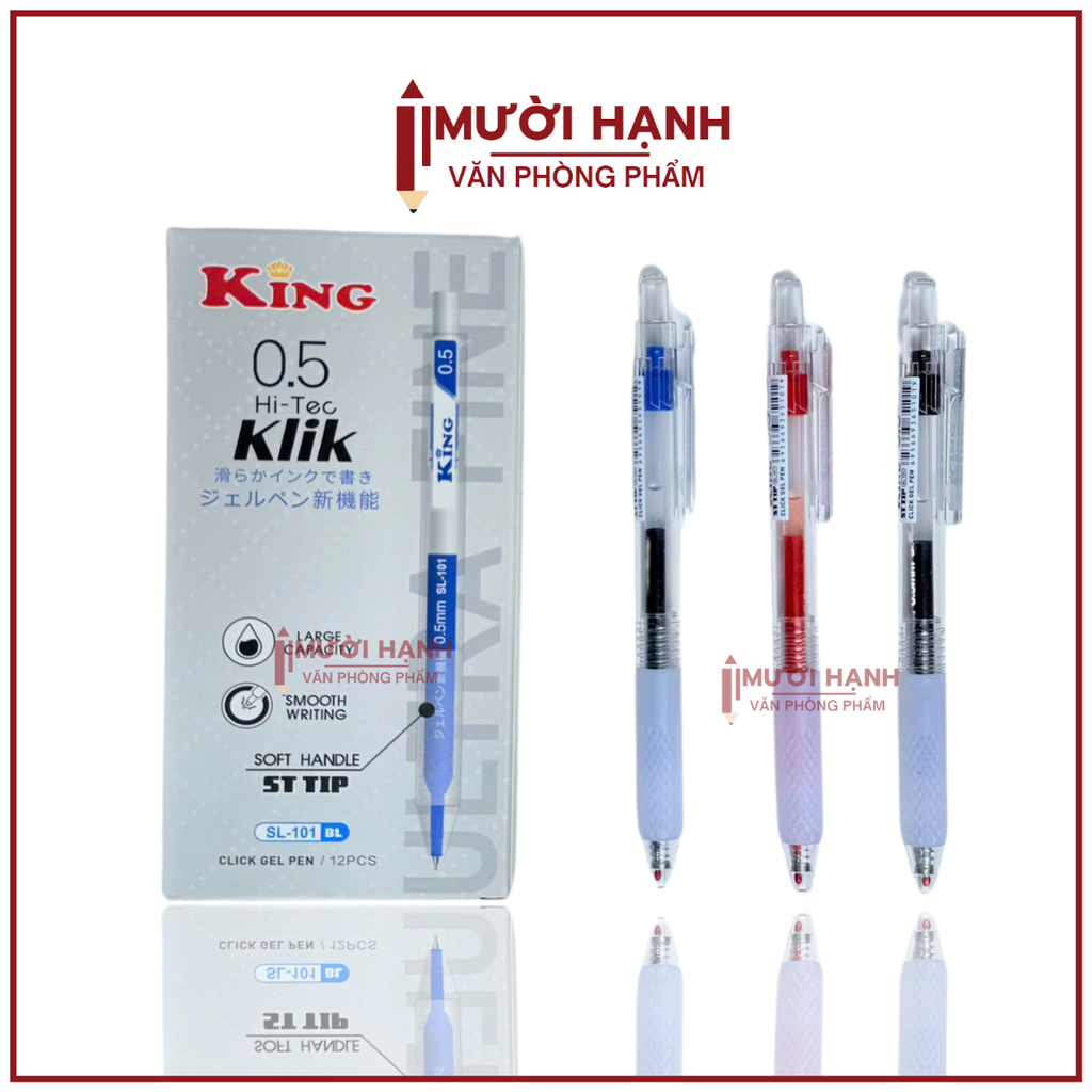 Bút Bi Bấm King Hi-Tec Klik SL-101 (12 Cây/ Hộp; 12 Hộp/ Lốc; 12 Lốc/ Thùng)