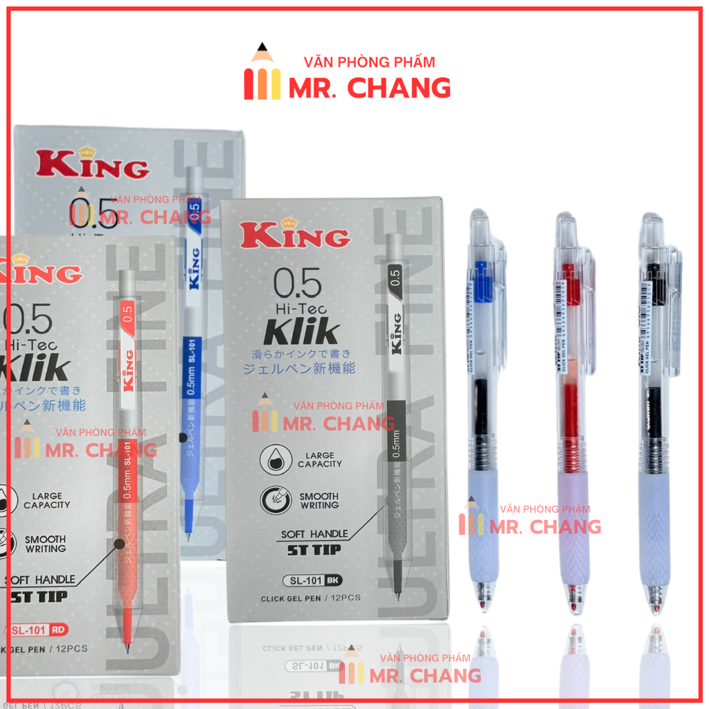 Bút Bi Bấm King Hi-Tec Klik SL-101 (12 Cây/ Hộp; 12 Hộp/ Lốc; 12 Lốc/ Thùng)