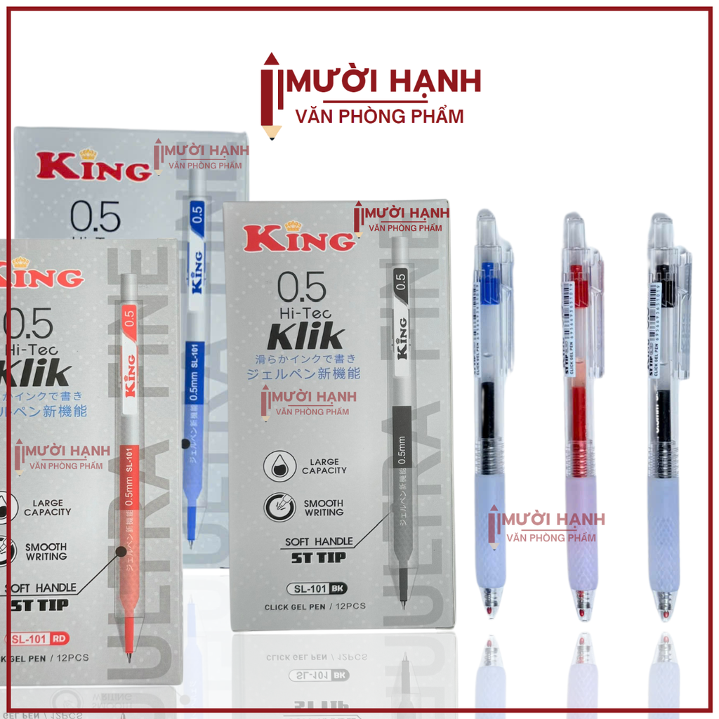 Bút Bi Bấm King Hi-Tec Klik SL-101 (12 Cây/ Hộp; 12 Hộp/ Lốc; 12 Lốc/ Thùng)