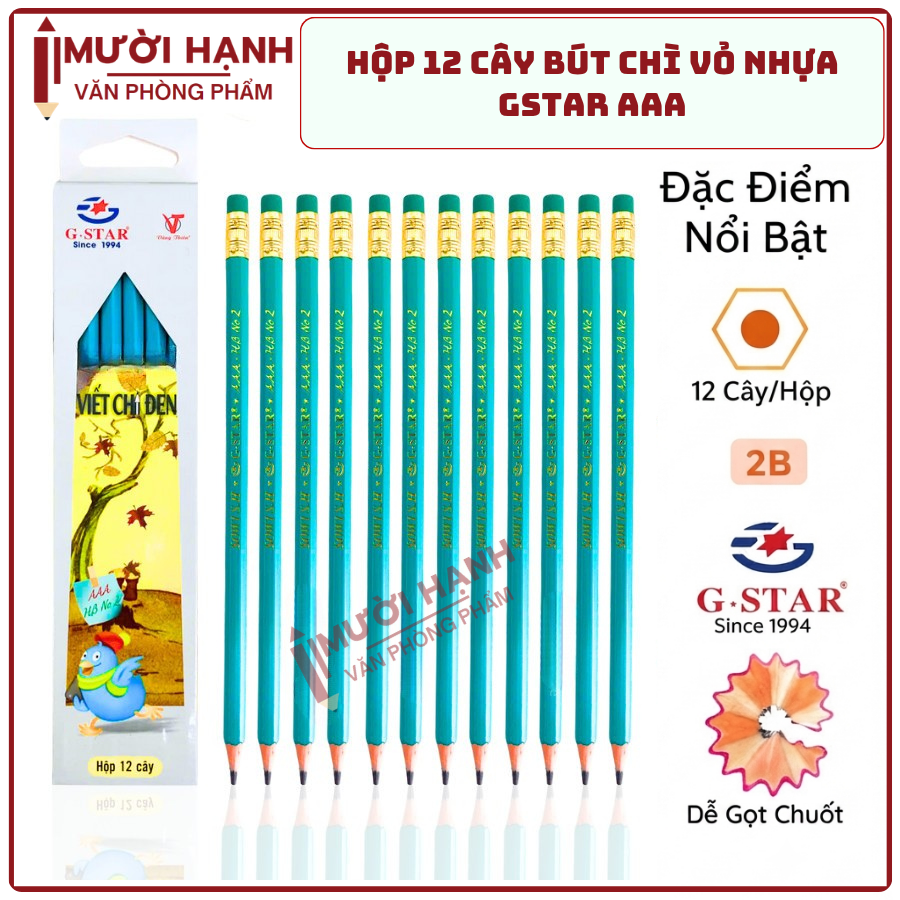 G-Star Bút Chì Đen AAA H2B (12 Cây/Hộp; 12 Hộp/ Lốc; 20 Lốc/ Thùng)
