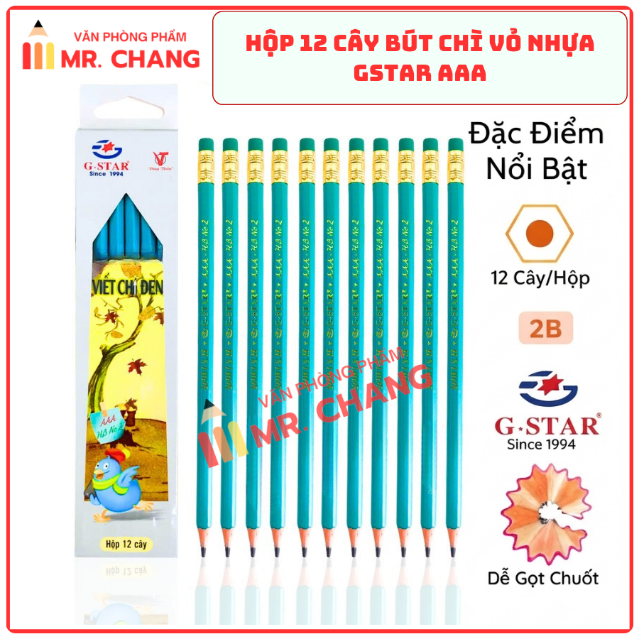 G-Star Bút Chì Đen AAA H2B (12 Cây/Hộp; 12 Hộp/ Lốc; 20 Lốc/ Thùng)