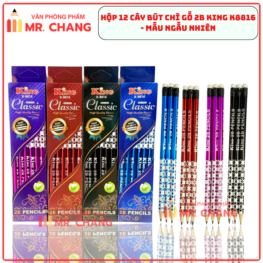 Bút Chì Gỗ 2B King 8816 (12 Cây/ Hộp; 12 Hộp/ Lốc; 240 Hộp/ Thùng)