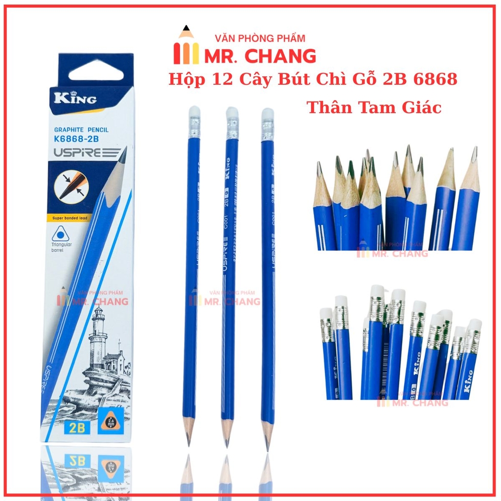 Bút Chì Gỗ 2B 6868 (12 Cây/ Hộp; 6 Hộp/ Lốc; 40 Lốc/ Thùng)