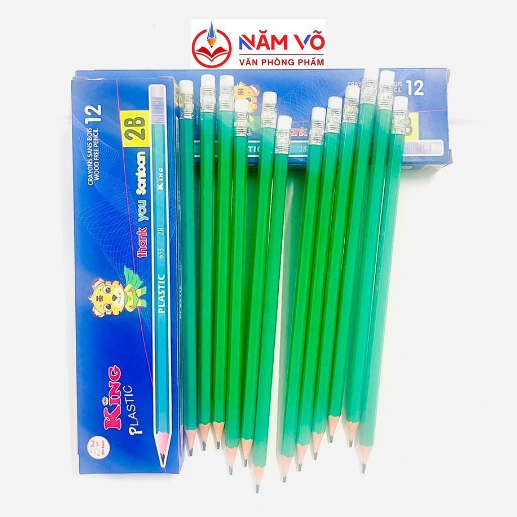 . Bút Chì Gỗ Có Gôm King 655 (12 Cây/ Hộp; 12 Hộp/ Lốc; 20 Lốc/ Thùng)