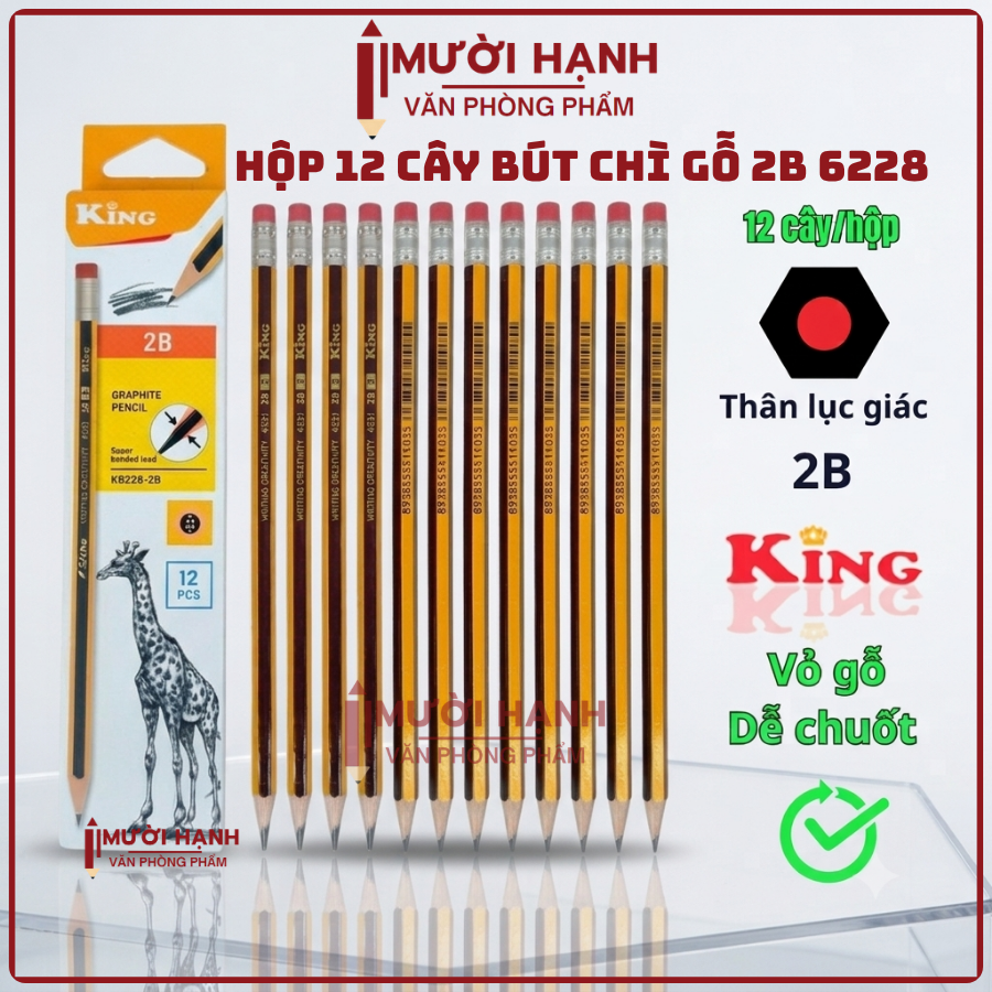 Bút Chì Gỗ 2B 6228 (12 Cây/ Hộp; 6 Hộp/ Lốc; 40 Lốc/ Thùng)
