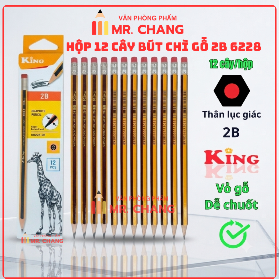 Bút Chì Gỗ 2B 6228 (12 Cây/ Hộp; 6 Hộp/ Lốc; 40 Lốc/ Thùng)