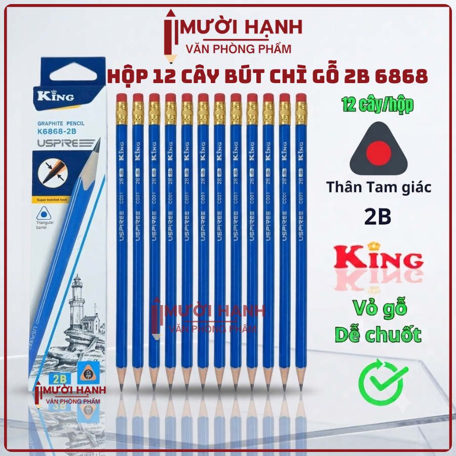 Bút Chì Gỗ 2B 6868 (12 Cây/ Hộp; 6 Hộp/ Lốc; 40 Lốc/ Thùng)