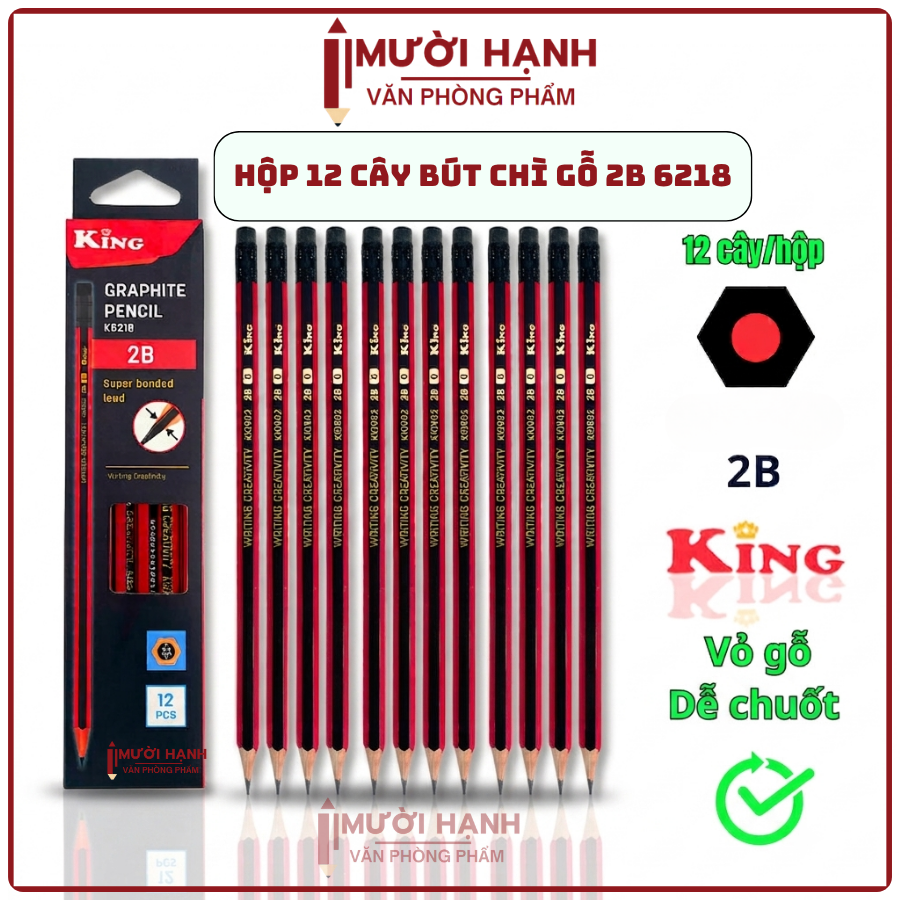 Bút Chì Gỗ 2B 6218 (12 Cây/ Hộp; 6 Hộp/ Lốc; 40 Lốc/ Thùng)