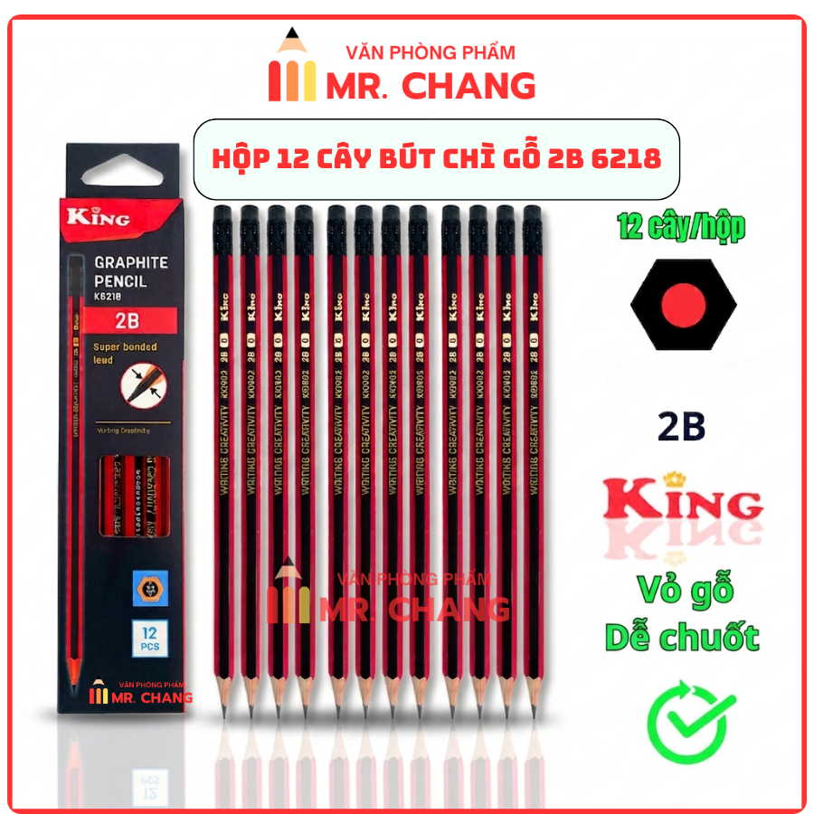 Bút Chì Gỗ 2B 6218 (12 Cây/ Hộp; 6 Hộp/ Lốc; 40 Lốc/ Thùng)