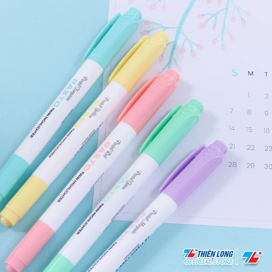 TL -  Bút Dạ Quang màu Pazto Nhỏ rửa được HL-016 (Đỏ, Tím, Xanh Lá, Xanh Ngọc, Vàng) (5 cây/Hộp)