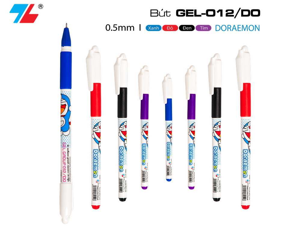 . TL - Bút Bi Doremon GEL 012/DO (Xanh, Tím, Đỏ, Đen) (20 Cây/Hộp)