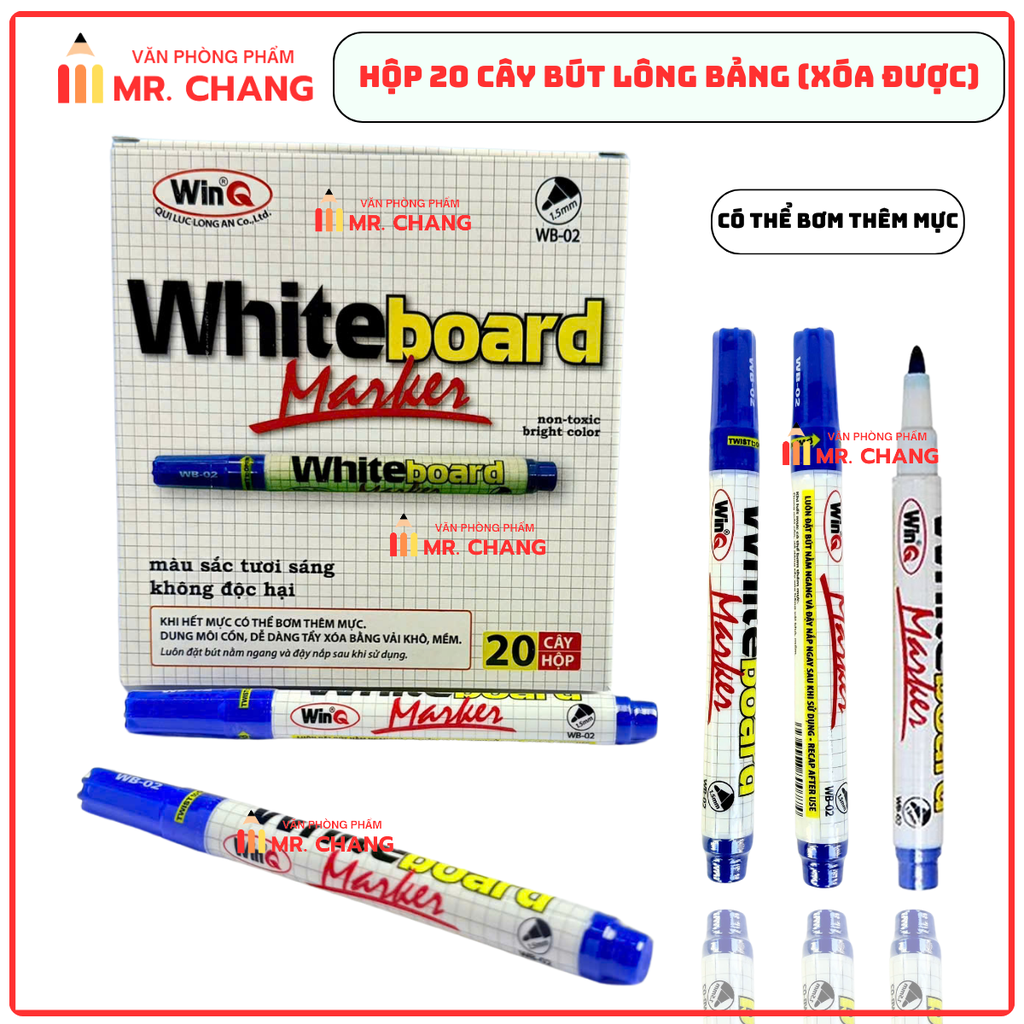 WinQ Bút Lông Bảng WB02 (20 Cây/ Hộp; 5 Hộp/ Lốc; 60 Hộp/ Thùng)