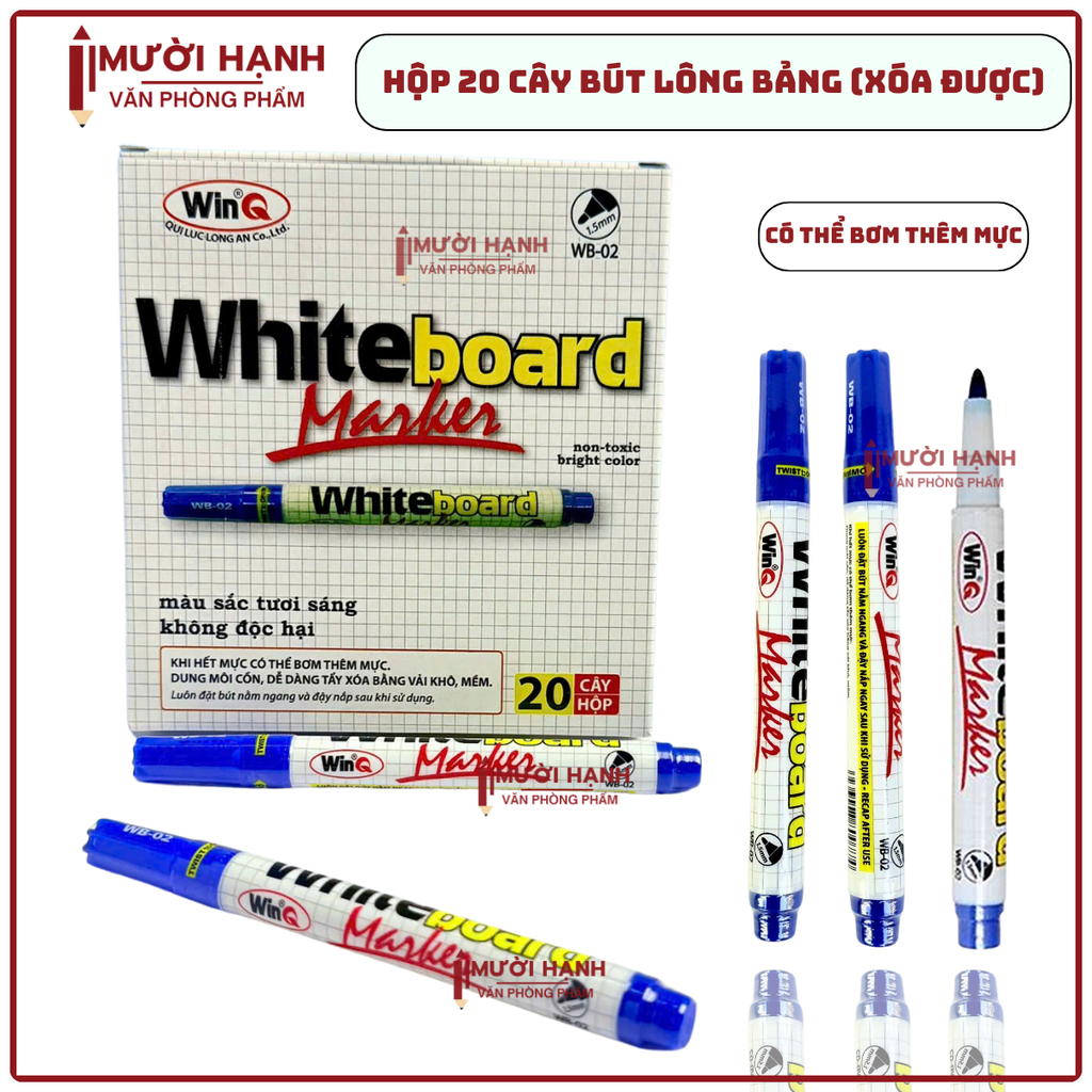 WinQ Bút Lông Bảng WB02 (20 Cây/ Hộp; 5 Hộp/ Lốc; 60 Hộp/ Thùng)