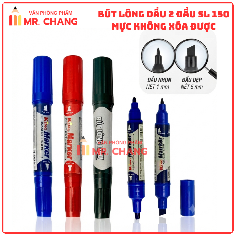 Bút Lông Dầu Lớn 150 (Mực Xanh, Đỏ, Đen) (12 Cây/Hộp, 120 Hộp/Thùng)