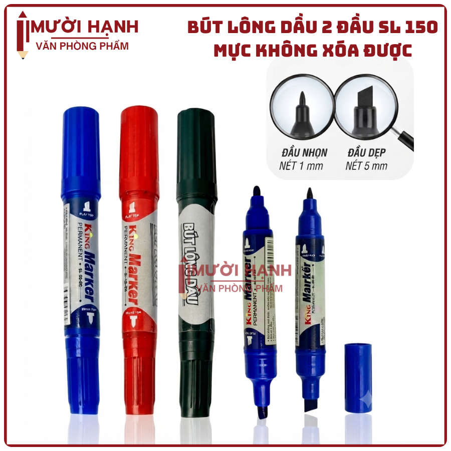 Bút Lông Dầu Lớn 150 (Mực Xanh, Đỏ, Đen) (12 Cây/Hộp, 120 Hộp/Thùng)