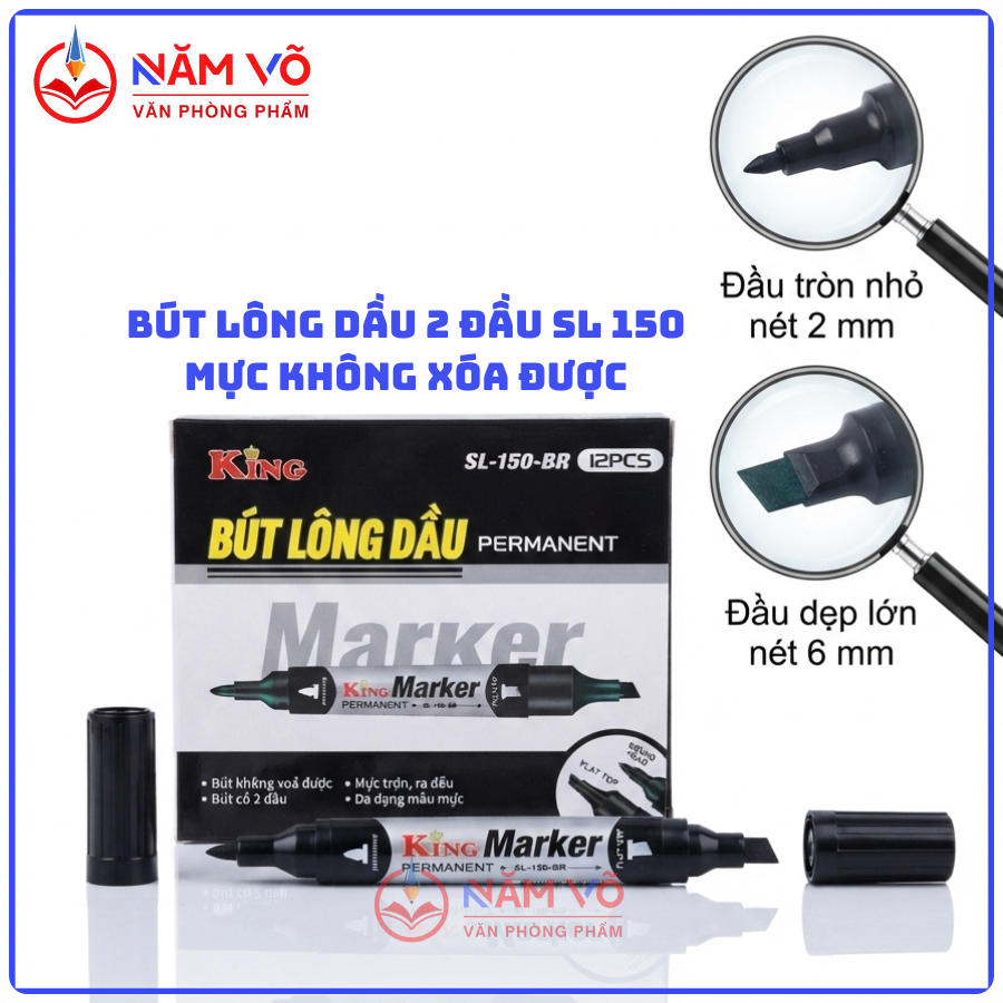 Bút Lông Dầu Lớn 150 (Mực Xanh, Đỏ, Đen) (12 Cây/Hộp, 120 Hộp/Thùng)