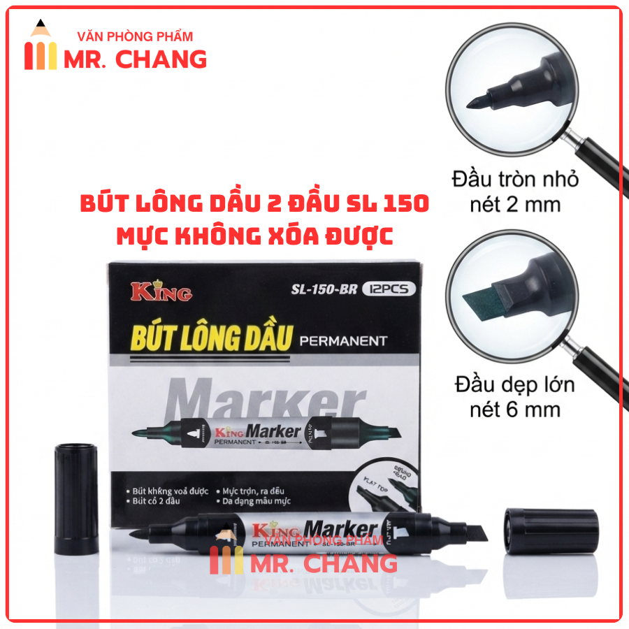Bút Lông Dầu Lớn 150 (Mực Xanh, Đỏ, Đen) (12 Cây/Hộp, 120 Hộp/Thùng)