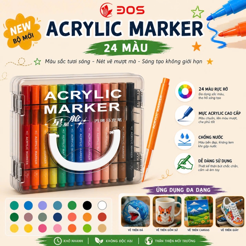 Bút Dạ Acrylic 50233 (Thân Tròn)