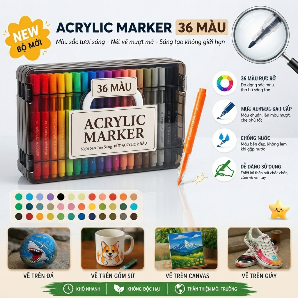 Bút Dạ Acrylic 50233 (Thân Tròn)