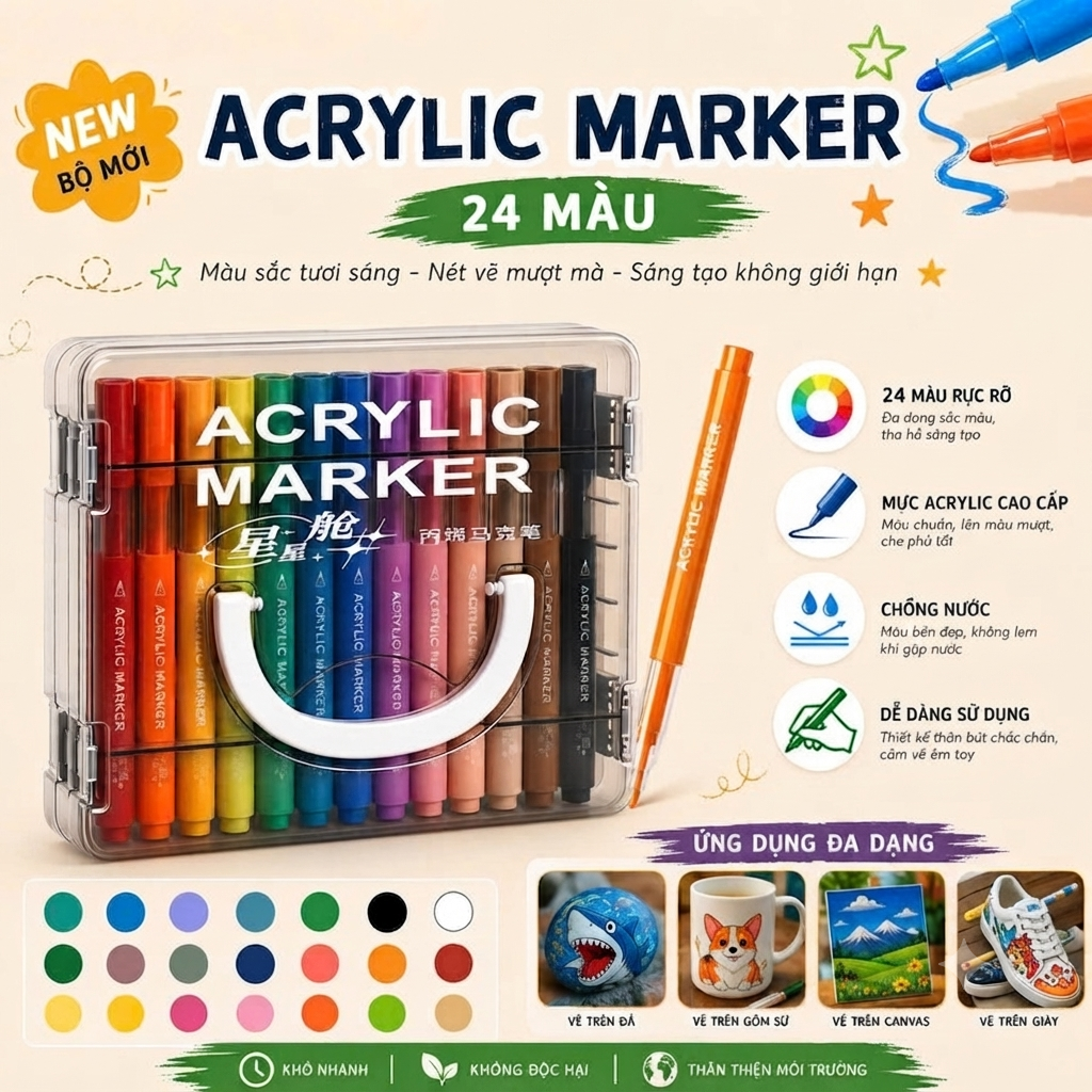 Bút Dạ Acrylic 50233 (Thân Tròn)