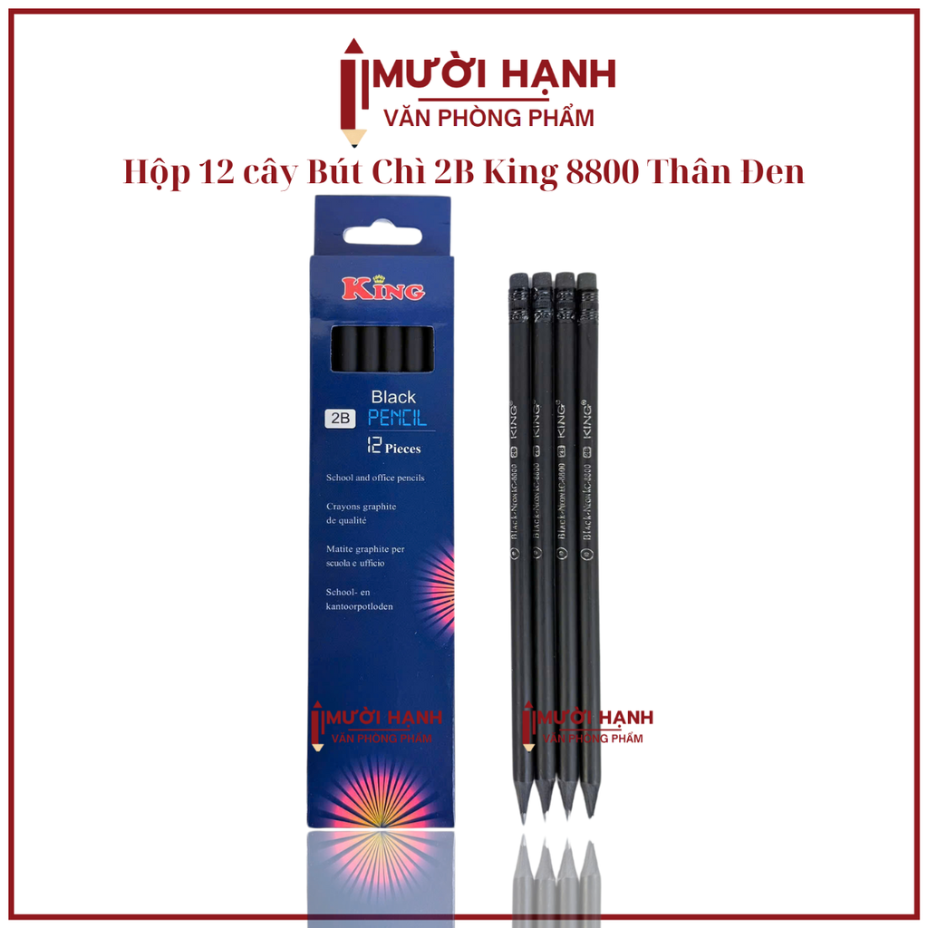 Bút Chì 2B Black King KC 8800(12 Cây/Hộp) (12 Hộp/Lốc) (20 Lốc/Thùng)