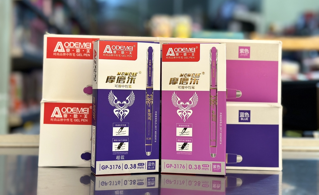 Bút Nắp Đậy Xóa Được Aodemei GP 3176 (Xanh, Tím) (12 Cây/Hộp; 12 Hộp/Lốc; 16 Lốc/Thùng)