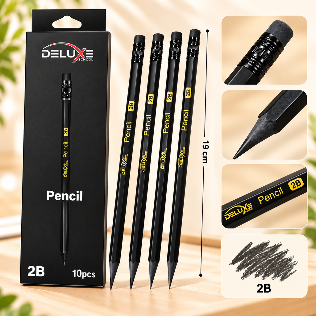 Bút Chì Gỗ 2B Deluxe 50-50 (10 Cây/Hộp, 24 Hộp/Lốc, 144 Hộp/Thùng)