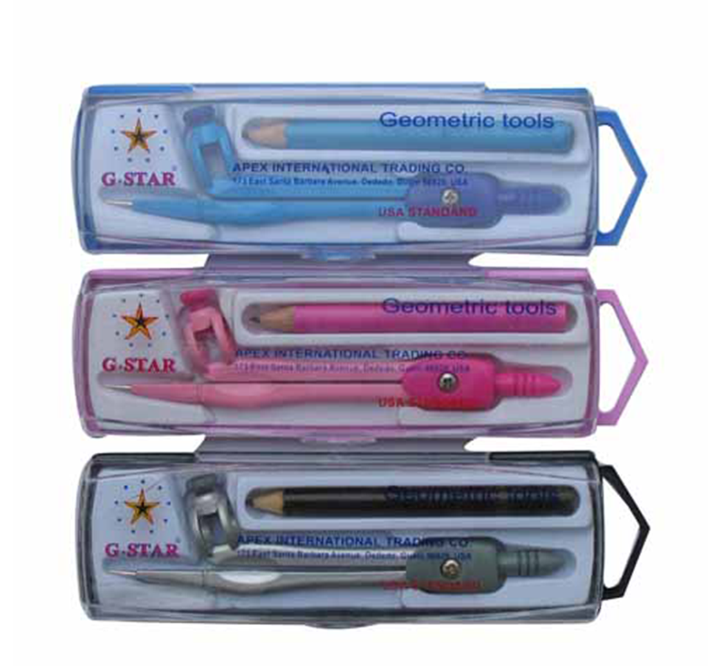 G-Star Compa Bút Chì Gỗ U112 (Xanh, Hồng, Bạc) (12 Bộ/Hộp; 24 Hộp/ Thùng)