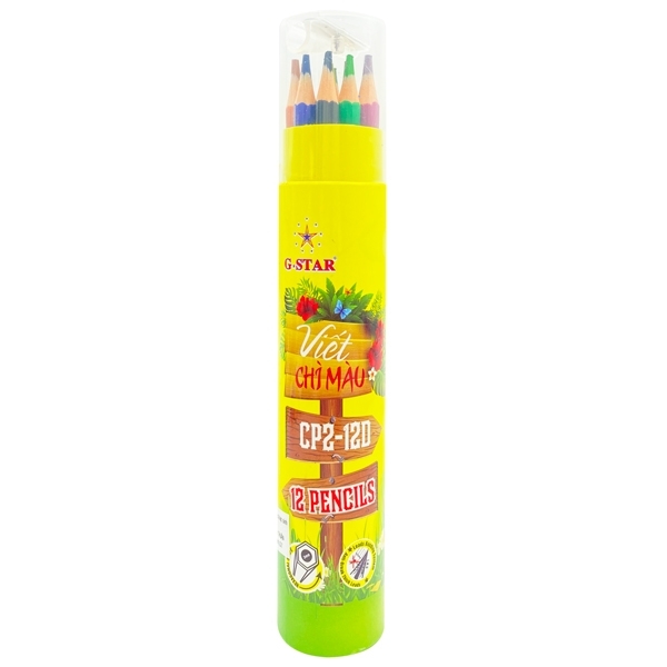 G-Star Bút Chì Màu Ống Tròn (Kèm chuốt, vỏ giấy) CP2