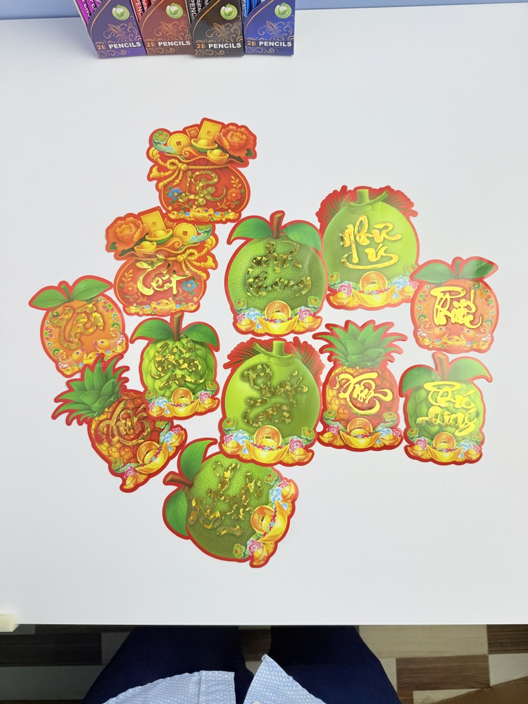 [HÌNH] Decal Dán Dưa Ép Kim Có Keo Hình Trái Cây Trang Trí Dán Dưa (10 Tờ/ Xấp; 10 Xấp/ Bịch)