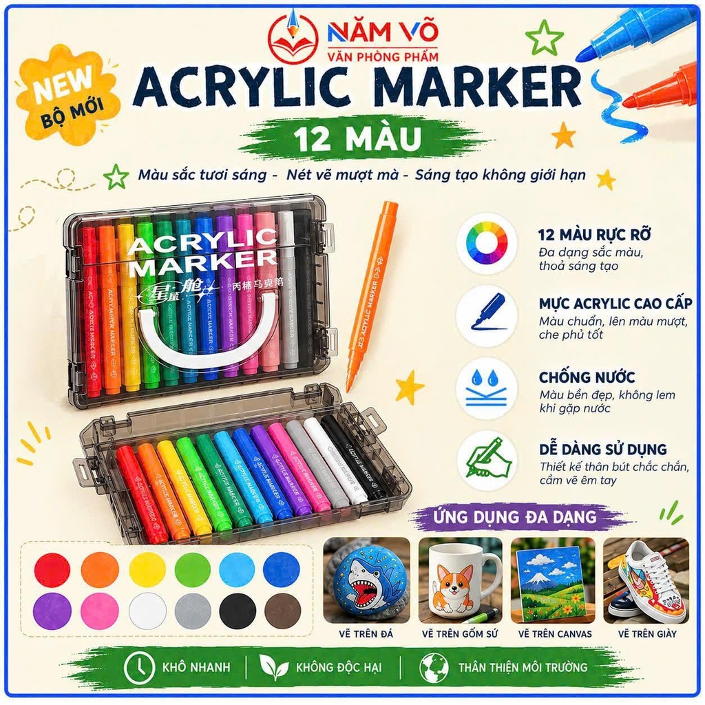 Bút Dạ Acrylic 50233 (Thân Tròn)