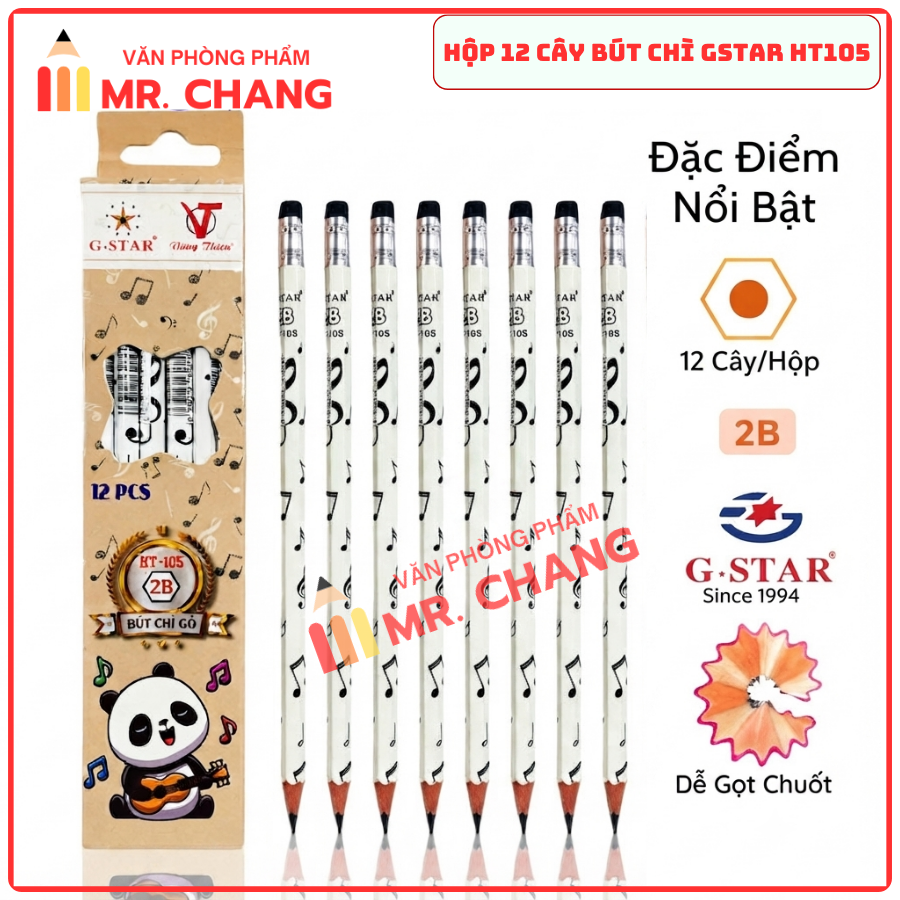 G-Star Bút Chì Đen HT105 2B (12 Cây/ Hộp; 12 Hộp/ Lốc; 20 Lốc/ Thùng)