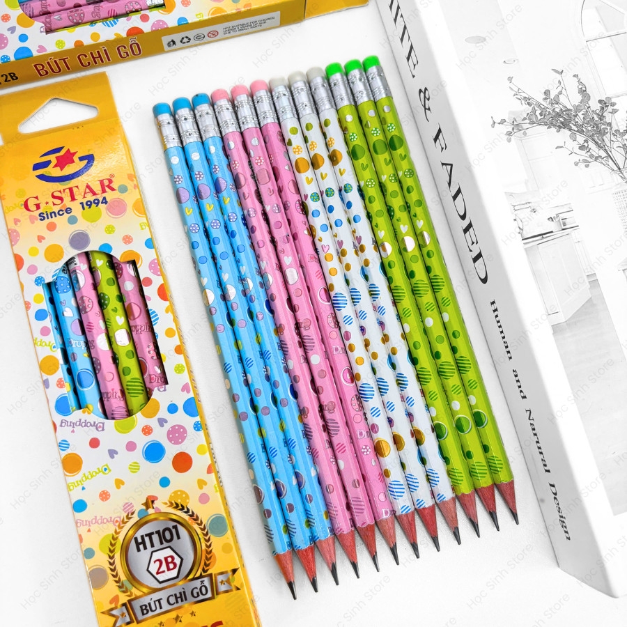 G-Star Bút Chì Đen Thân Gỗ 2B HT101 (Không gôm) (12 Cây/ Hộp; 12 Hộp/ Lốc; 20 Lốc/ Thùng)