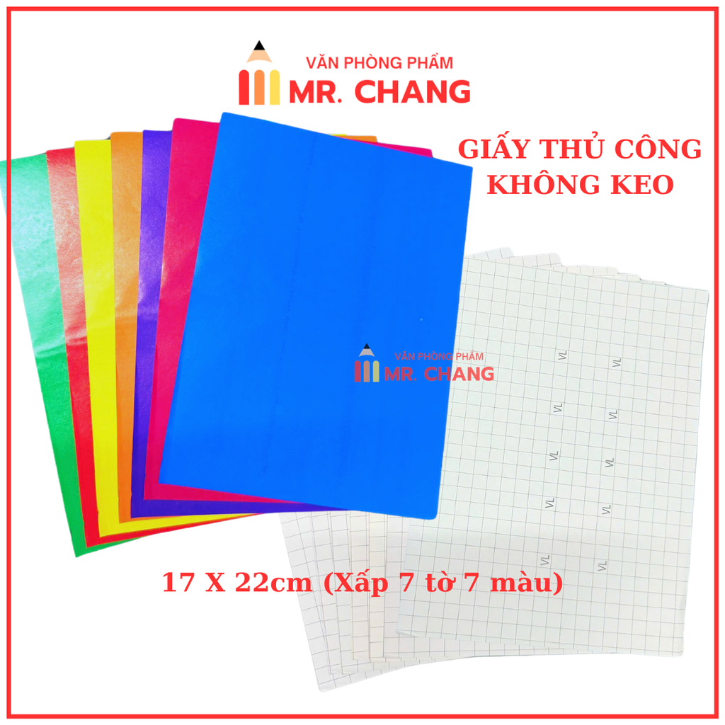 Giấy Thủ Công Khổ (17x21) KHÔNG KEO (7 Tờ/ Xấp; 100 Xấp/ Cục; 10 Cục/Bao)