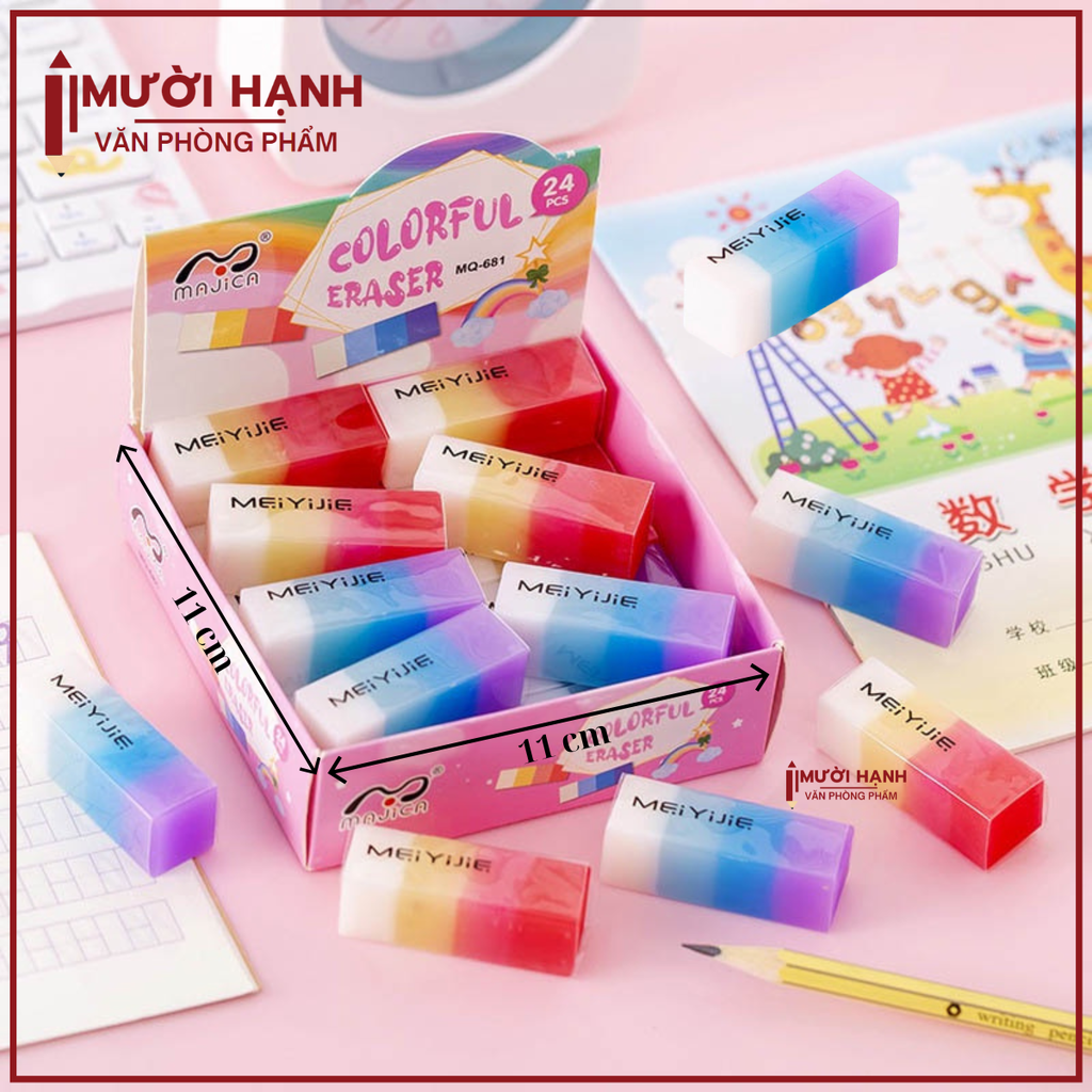 Gôm Tẩy Cầu Vồng MQ 681 (24 Cục/Lốc; 30 Lốc/Thùng)