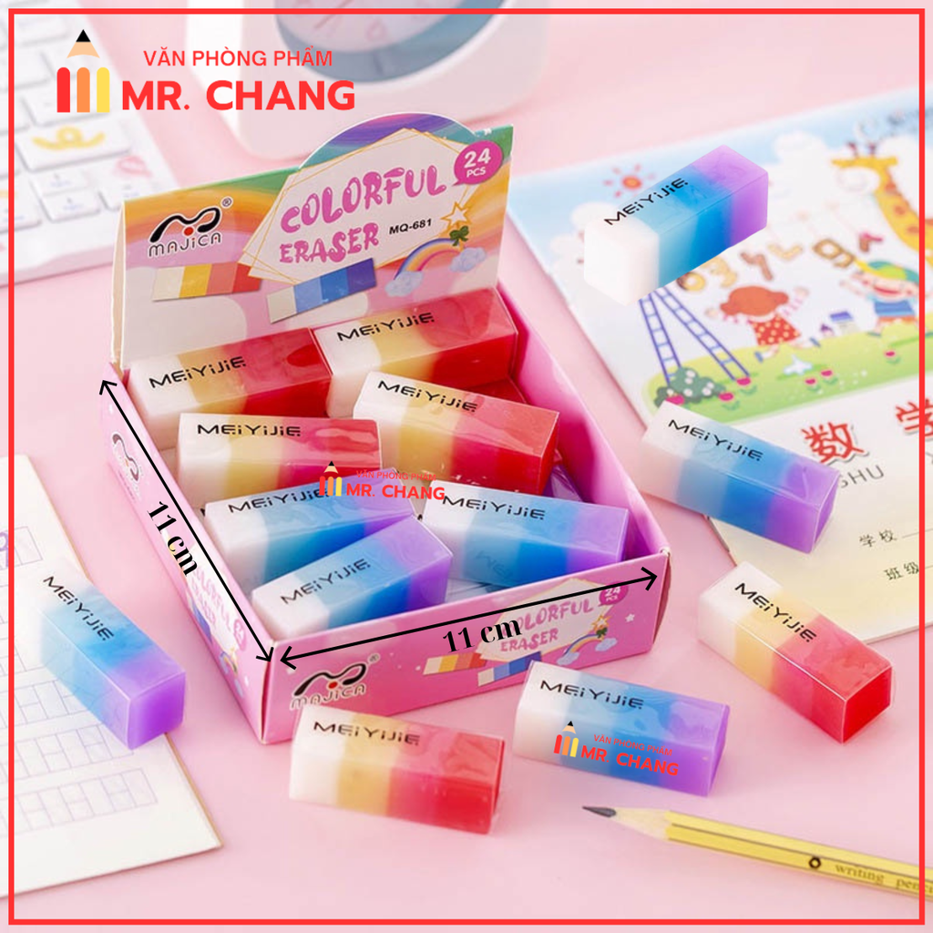 Gôm Tẩy Cầu Vồng MQ 681 (24 Cục/Lốc; 30 Lốc/Thùng)