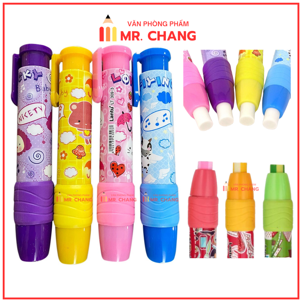Gôm Bút Bấm LANTU LT309 (24 Cây/Hộp; 24 Hộp/Thùng)