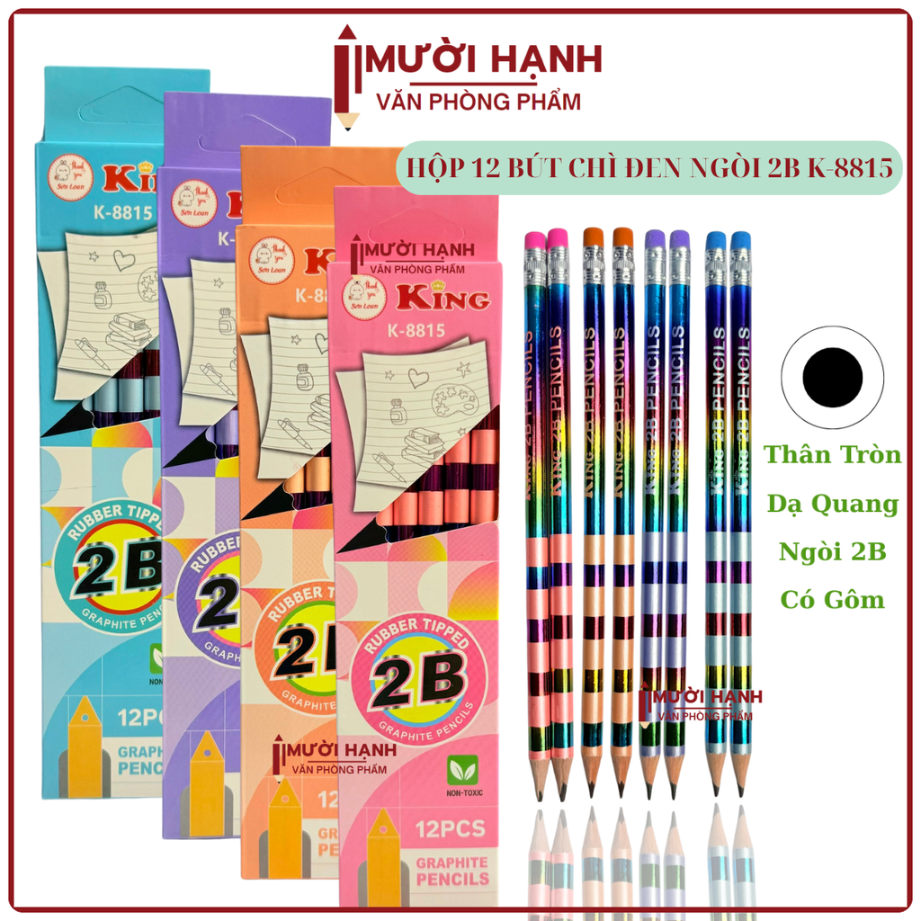 Bút Chì Gỗ 2B 8815 (12 Cây/ Hộp; 12 Hộp/ Lốc; 240 Hộp/ Thùng)