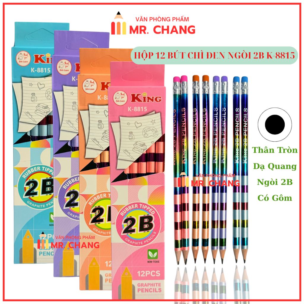 Bút Chì Gỗ 2B 8815 (12 Cây/ Hộp; 12 Hộp/ Lốc; 240 Hộp/ Thùng)