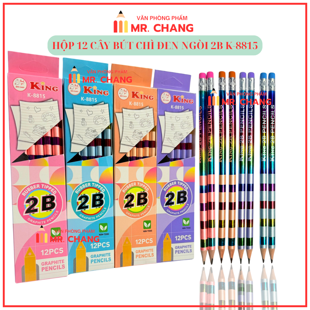Bút Chì Gỗ 2B 8815 (12 Cây/ Hộp; 12 Hộp/ Lốc; 240 Hộp/ Thùng)