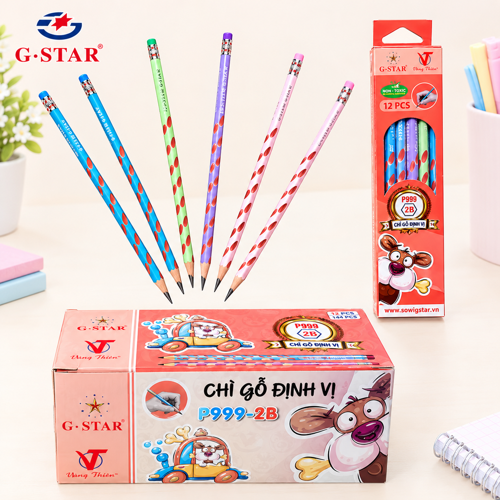 G-Star Bút Chì Định Vị P999 2B Có Gôm (12 Cây/Hộp; 12 Hộp/ Lốc; 20 Lốc/ Thùng)