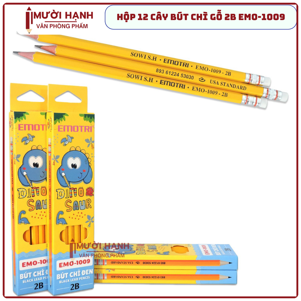 Gstar Bút Chì Đen Emo 1009 Hiệu Emotri (12 Cây/ Hộp; 12 Hộp/ Lốc; 240 Hộp/ Thùng)
