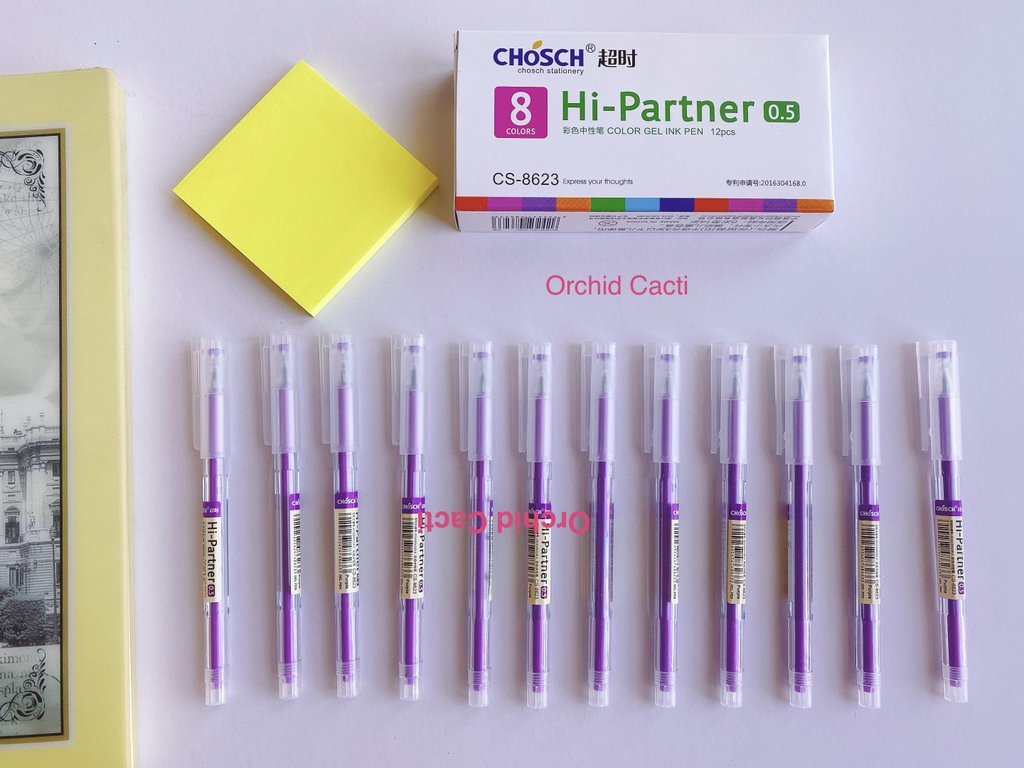 Bút Gel Mực Nước Chosch Hi-Partner CS-8623 (Xanh, Tím, Đỏ, Đen) (12 Cây/Hộp) (12 Hộp/Lốc) (12 Lốc/Thùng)