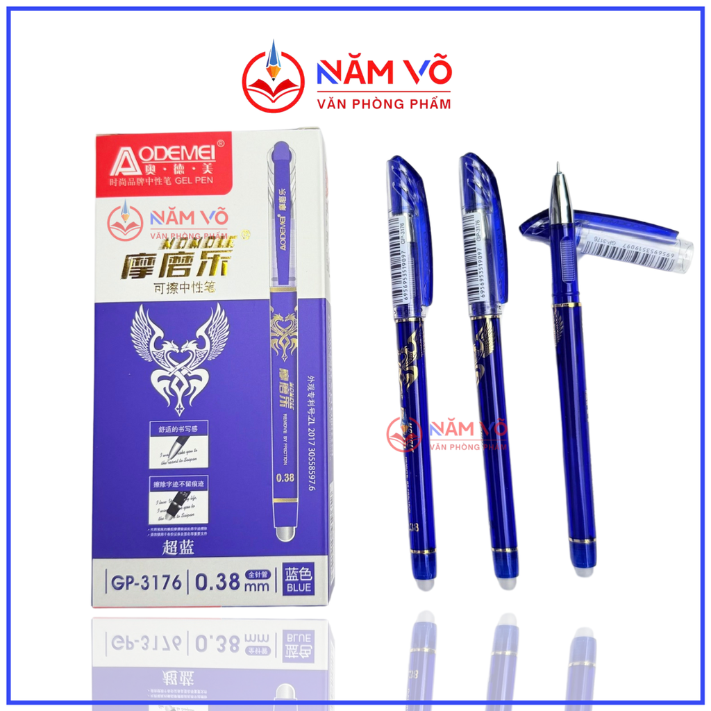 Bút Nắp Đậy Xóa Được Aodemei GP 3176 (Xanh, Tím) (12 Cây/Hộp; 12 Hộp/Lốc; 16 Lốc/Thùng)