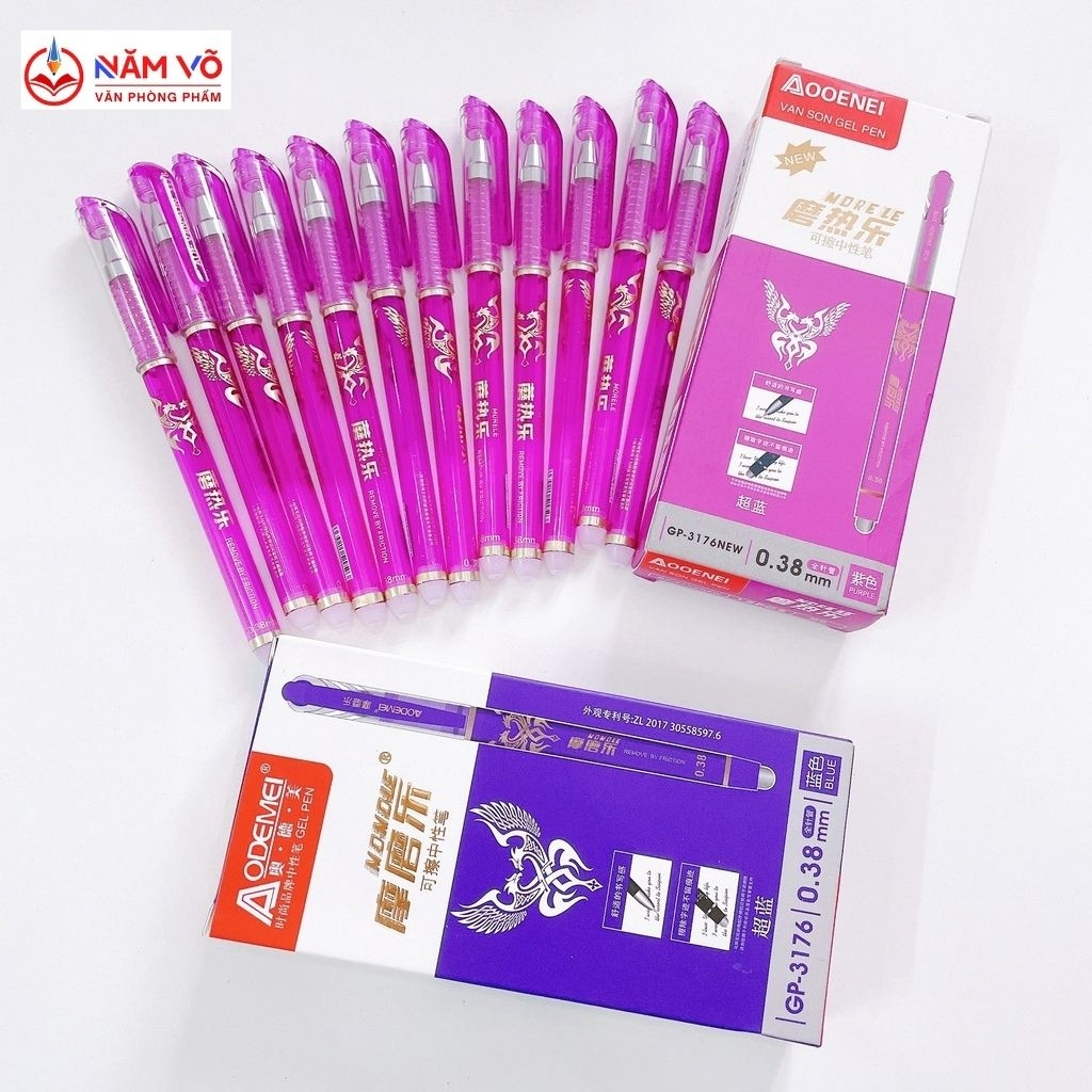 Bút Nắp Đậy Xóa Được Aodemei GP 3176 (Xanh, Tím) (12 Cây/Hộp; 12 Hộp/Lốc; 16 Lốc/Thùng)