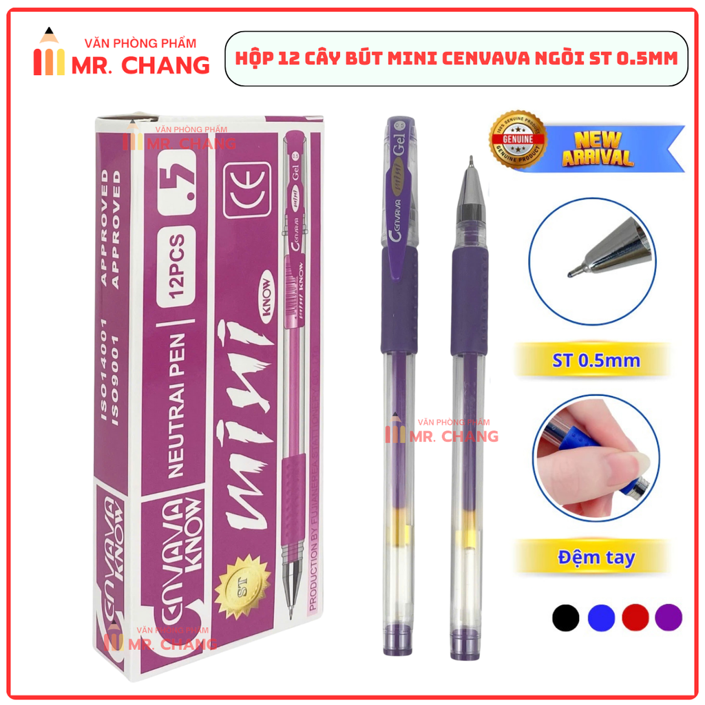 Bút Mini CANVAVA Ngòi ST 0.5mm (Xanh, Tím, Đỏ, Đen)