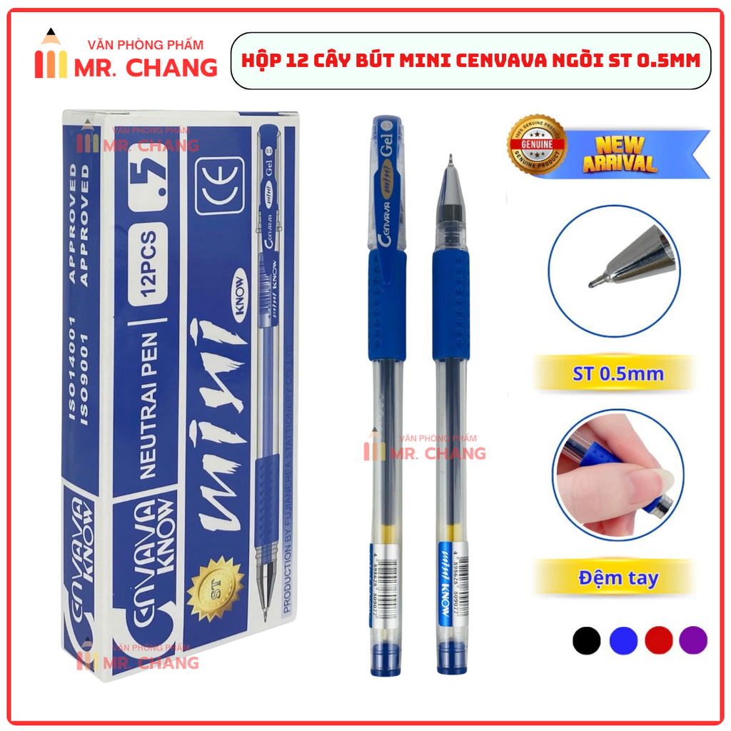 Bút Mini CANVAVA Ngòi ST 0.5mm (Xanh, Tím, Đỏ, Đen)