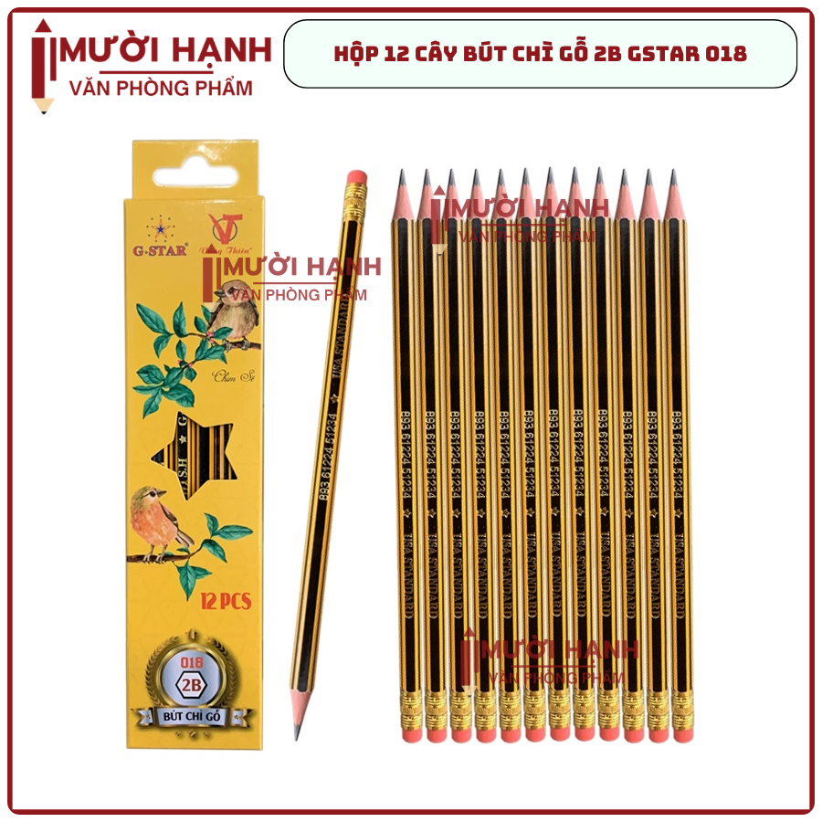 G-Star Bút Chì Gỗ 2B - 018 (12 Cây/ Hộp; 12 Hộp/ Lốc; 20 Lốc/ Thùng)